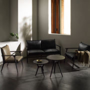 Stellar-Works-Rén-Small-Lounge-Chair-in-Black-Ash-Leather-by-Peter-Bundgaard-Rützou-1 Olson and Baker - Designer & Contemporary Sofas, Furniture - Olson and Baker showcases original designs from authentic, designer brands. Buy contemporary furniture, lighting, storage, sofas & chairs at Olson + Baker.