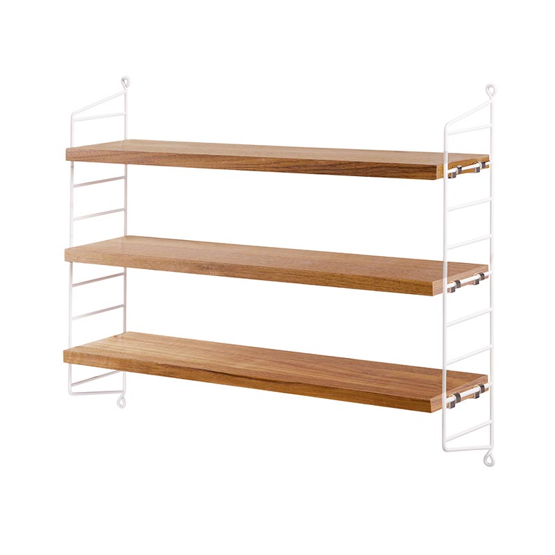 String Pocket Shelving - Oak with White Frame - Clearance by Nils Strinning Olson and Baker - Designer & Contemporary Sofas, Furniture - Olson and Baker showcases original designs from authentic, designer brands. Buy contemporary furniture, lighting, storage, sofas & chairs at Olson + Baker.