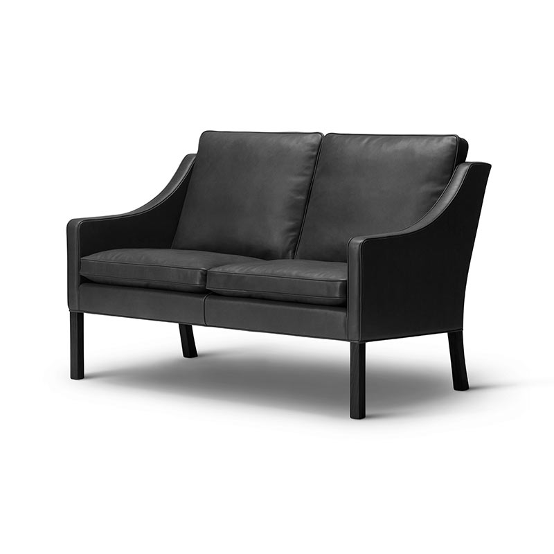 Fredericia Select 2208 Two Seat Sofa in 88 Black semi aniline leather by Borge Mogensen (2) Olson and Baker - Designer & Contemporary Sofas, Furniture - Olson and Baker showcases original designs from authentic, designer brands. Buy contemporary furniture, lighting, storage, sofas & chairs at Olson + Baker.