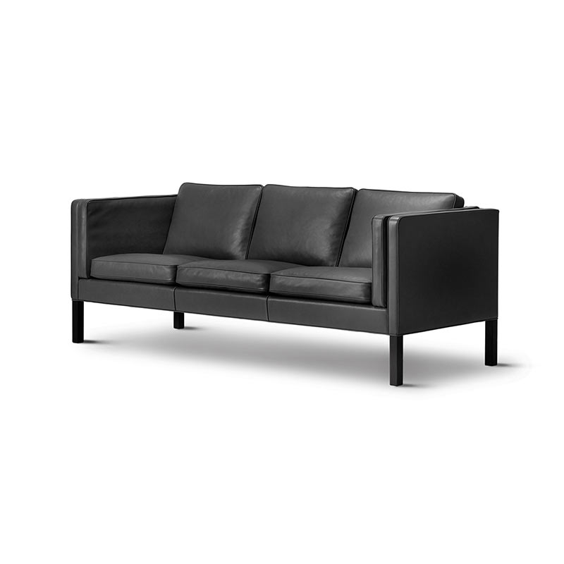 Fredericia Select 2333 Three Seat Sofa in 88 Black semi aniline leather by Borge Mogensen (2) Olson and Baker - Designer & Contemporary Sofas, Furniture - Olson and Baker showcases original designs from authentic, designer brands. Buy contemporary furniture, lighting, storage, sofas & chairs at Olson + Baker.