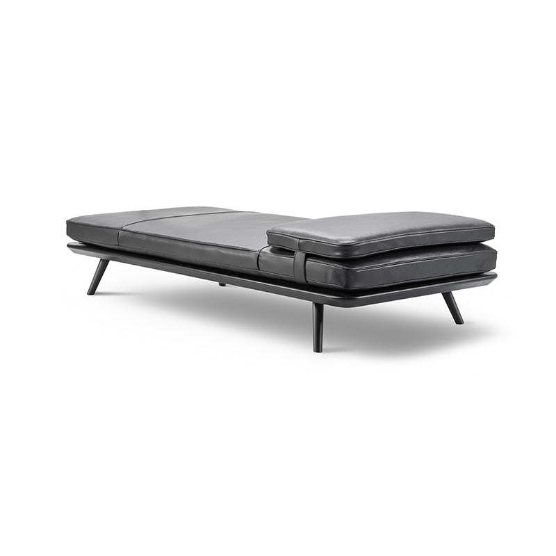 Fredericia Spine Daybed with Cushion in 88 Black semi aniline leather by Space Copenhagen (2) Olson and Baker - Designer & Contemporary Sofas, Furniture - Olson and Baker showcases original designs from authentic, designer brands. Buy contemporary furniture, lighting, storage, sofas & chairs at Olson + Baker.