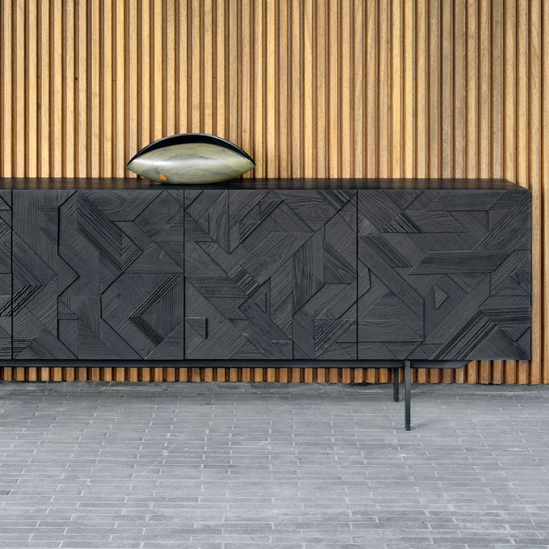 Ethnicraft Graphic Sideboard by Alain van Havre Lifeshot 02 Olson and Baker - Designer & Contemporary Sofas, Furniture - Olson and Baker showcases original designs from authentic, designer brands. Buy contemporary furniture, lighting, storage, sofas & chairs at Olson + Baker.
