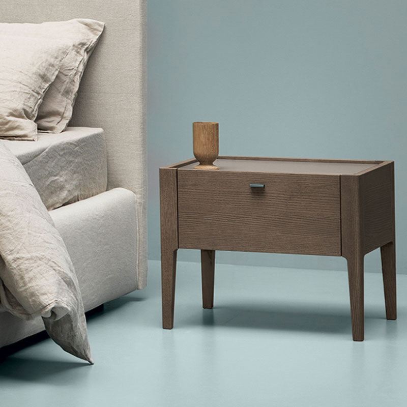 Baird Bedside Table with One Drawer by Olson and Baker Lifeshot 01 Olson and Baker - Designer & Contemporary Sofas, Furniture - Olson and Baker showcases original designs from authentic, designer brands. Buy contemporary furniture, lighting, storage, sofas & chairs at Olson + Baker.