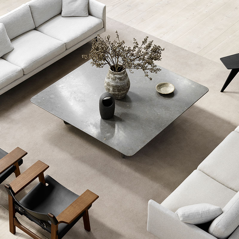 Fredericia Tableau Rectangular Coffee Table Lifeshot 02 Olson and Baker - Designer & Contemporary Sofas, Furniture - Olson and Baker showcases original designs from authentic, designer brands. Buy contemporary furniture, lighting, storage, sofas & chairs at Olson + Baker.