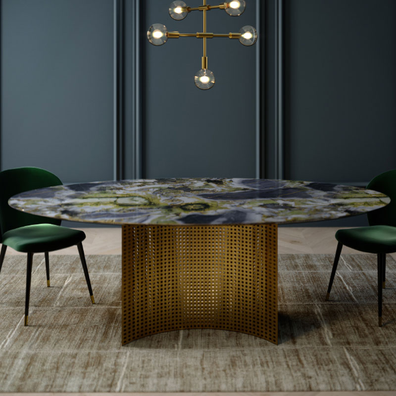 Alex Mint Lunette Dining Table Oval by Olson and Baker - Designer & Contemporary Sofas, Furniture - Olson and Baker showcases original designs from authentic, designer brands. Buy contemporary furniture, lighting, storage, sofas & chairs at Olson + Baker.