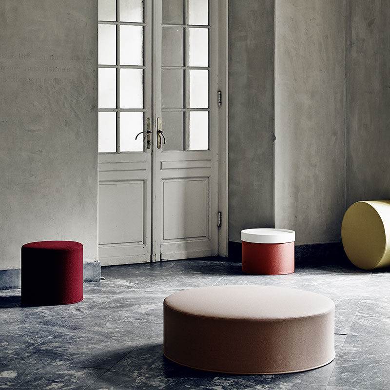 Softline Drum Pouf 01 Olson and Baker - Designer & Contemporary Sofas, Furniture - Olson and Baker showcases original designs from authentic, designer brands. Buy contemporary furniture, lighting, storage, sofas & chairs at Olson + Baker.