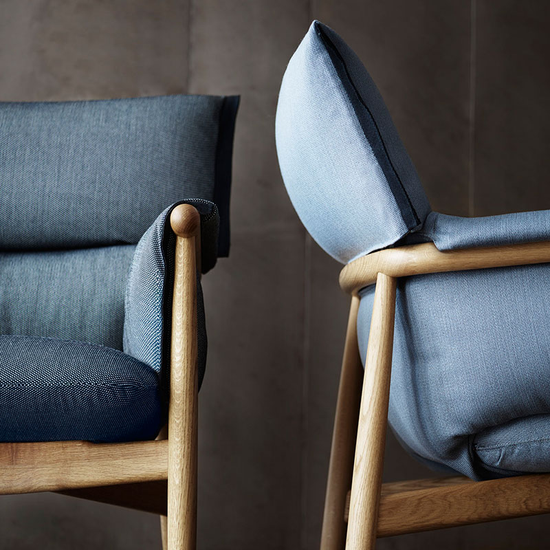 Carl Hansen E015 Embrace Lounge Chair life 1 Olson and Baker - Designer & Contemporary Sofas, Furniture - Olson and Baker showcases original designs from authentic, designer brands. Buy contemporary furniture, lighting, storage, sofas & chairs at Olson + Baker.