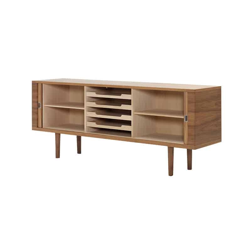 Carl Hansen CH825 Credenza by Hans Wegner Oil Walnut 3 Olson and Baker - Designer & Contemporary Sofas, Furniture - Olson and Baker showcases original designs from authentic, designer brands. Buy contemporary furniture, lighting, storage, sofas & chairs at Olson + Baker.