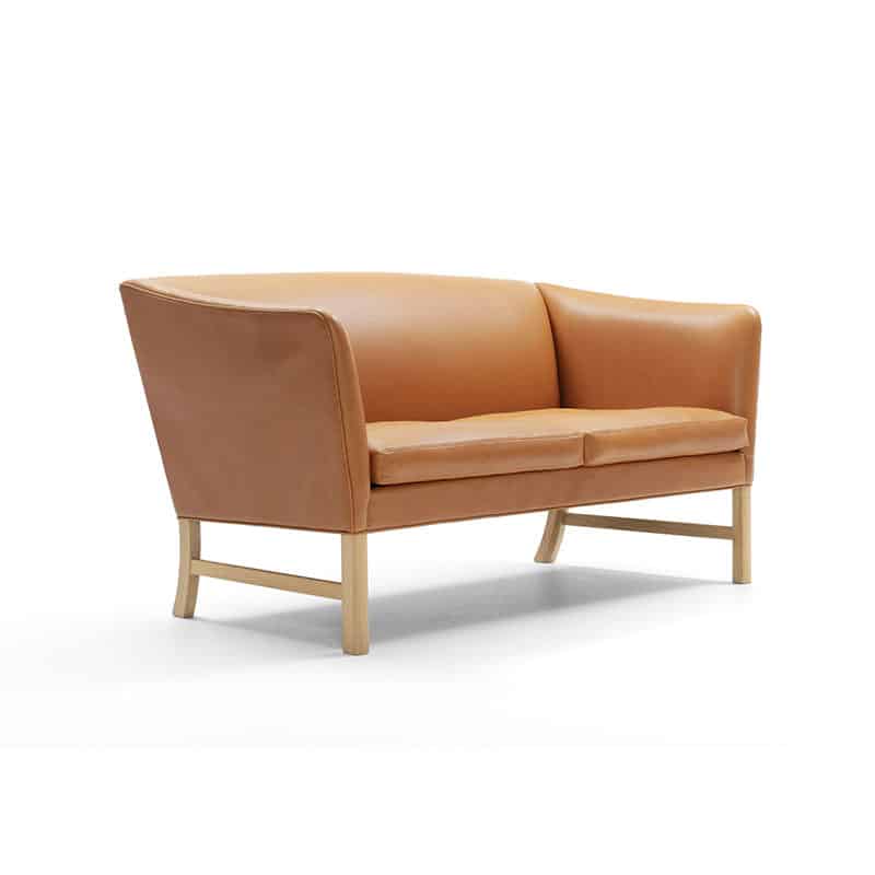 Carl Hansen OW602 Two Seat Sofa by Ole Wanscher in Sif 95 Leather soaped Oak 2