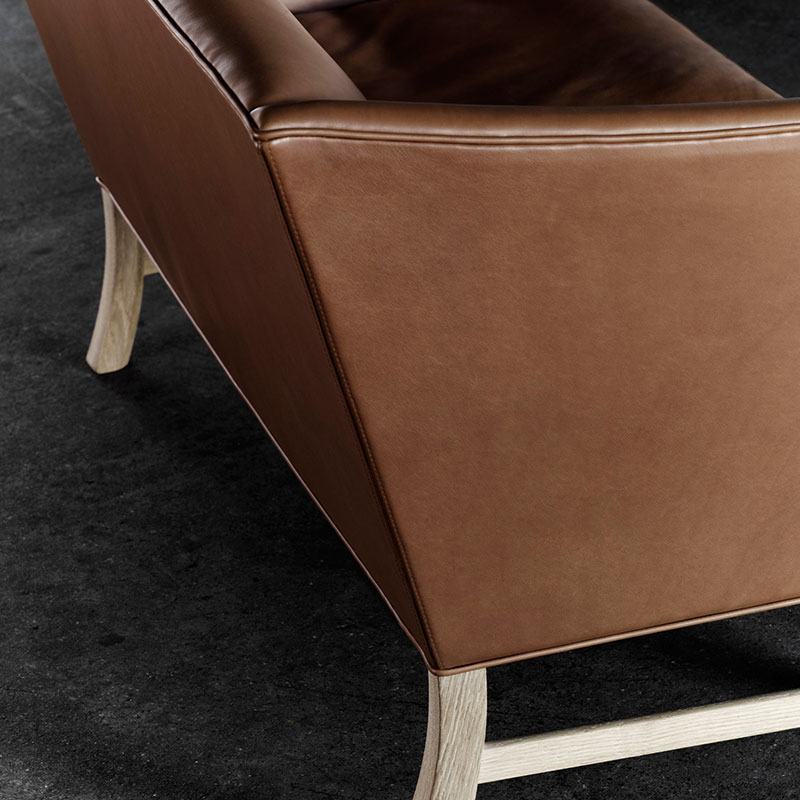 Carl Hansen OW602 Two Seat Sofa by Ole Wanscher in Sif 95 Leather soaped Oak 4 Olson and Baker - Designer & Contemporary Sofas, Furniture - Olson and Baker showcases original designs from authentic, designer brands. Buy contemporary furniture, lighting, storage, sofas & chairs at Olson + Baker.