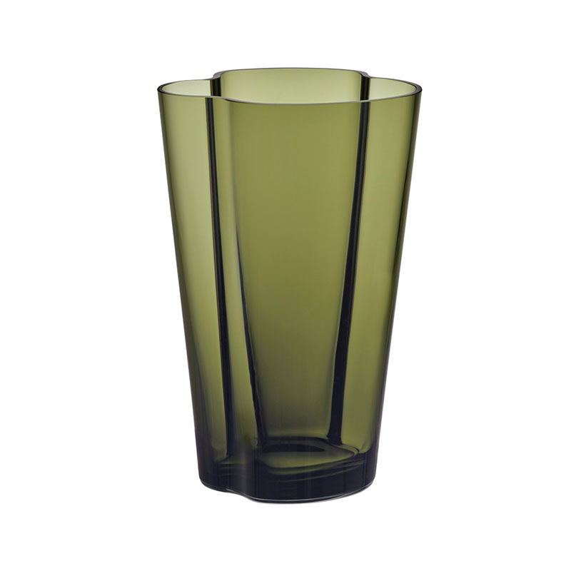 Iittala Aalto 220mm Glass Vase - Moss Green - Outlet by Alvar Aalto Olson and Baker - Designer & Contemporary Sofas, Furniture - Olson and Baker showcases original designs from authentic, designer brands. Buy contemporary furniture, lighting, storage, sofas & chairs at Olson + Baker.