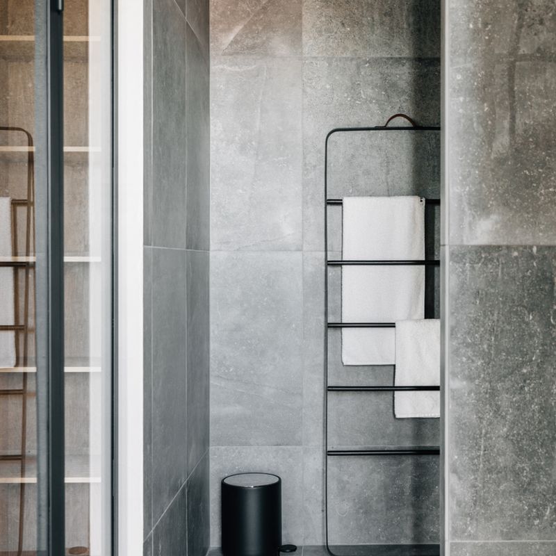 Menu-Bath_Towel_Ladder-by-Norm_Architects-Lifeshot-01 Olson and Baker - Designer & Contemporary Sofas, Furniture - Olson and Baker showcases original designs from authentic, designer brands. Buy contemporary furniture, lighting, storage, sofas & chairs at Olson + Baker.