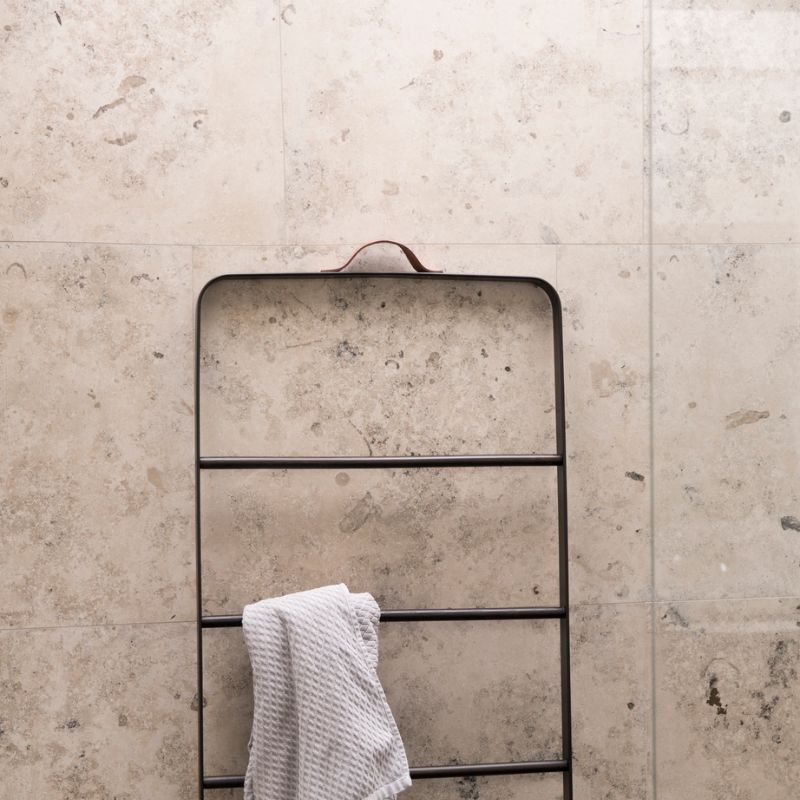 Menu-Bath_Towel_Ladder-by-Norm_Architects-Lifeshot-03 Olson and Baker - Designer & Contemporary Sofas, Furniture - Olson and Baker showcases original designs from authentic, designer brands. Buy contemporary furniture, lighting, storage, sofas & chairs at Olson + Baker.