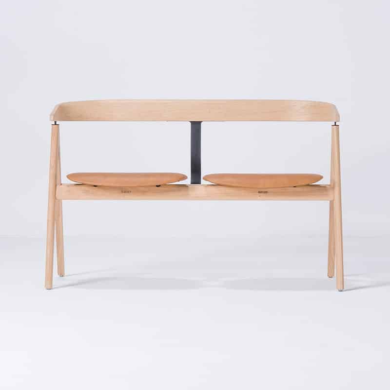 Gazzda_Ava_Bench_by_Salih_Teskeredzic_Gazzda_-_1015_White_Solid_Oak_Oiled_with_3411_Nature_Dakar_Leather_Seat_02 Olson and Baker - Designer & Contemporary Sofas, Furniture - Olson and Baker showcases original designs from authentic, designer brands. Buy contemporary furniture, lighting, storage, sofas & chairs at Olson + Baker.