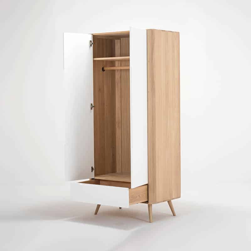 Gazzda_Ena_Wardrobe_in_Solid_Oak_and_MDF_White_by_Salih_Teskeredzic_03 Olson and Baker - Designer & Contemporary Sofas, Furniture - Olson and Baker showcases original designs from authentic, designer brands. Buy contemporary furniture, lighting, storage, sofas & chairs at Olson + Baker.