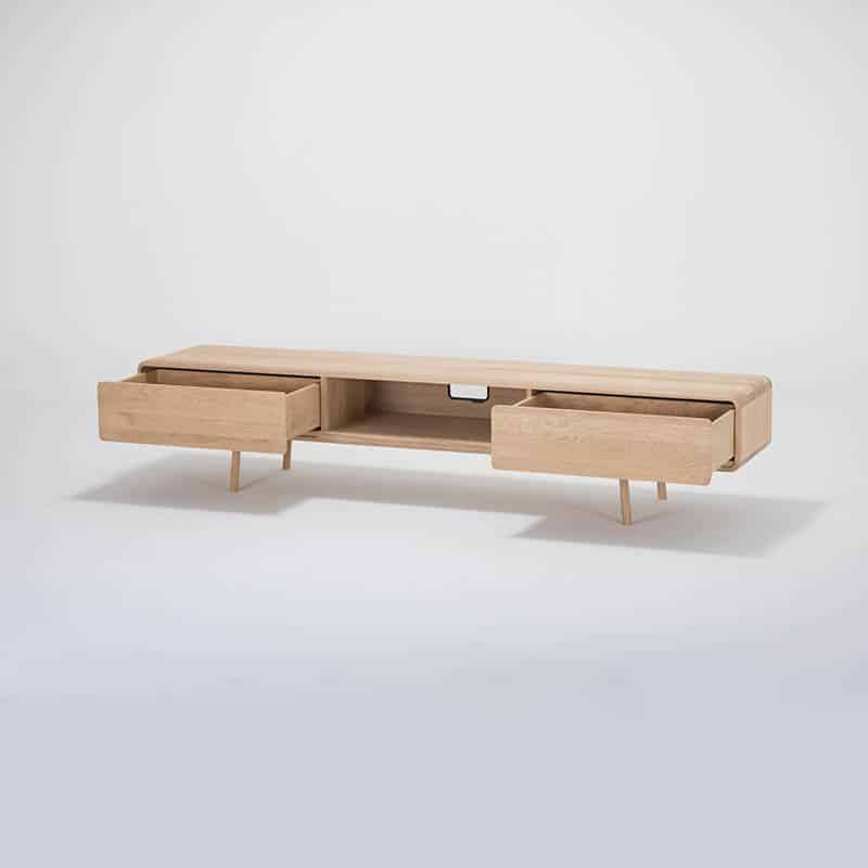 Gazzda_Fawn_Lowboard_in_Solid_Oak_by_Salih_Teskeredzic_Two_Drawers_02 Olson and Baker - Designer & Contemporary Sofas, Furniture - Olson and Baker showcases original designs from authentic, designer brands. Buy contemporary furniture, lighting, storage, sofas & chairs at Olson + Baker.