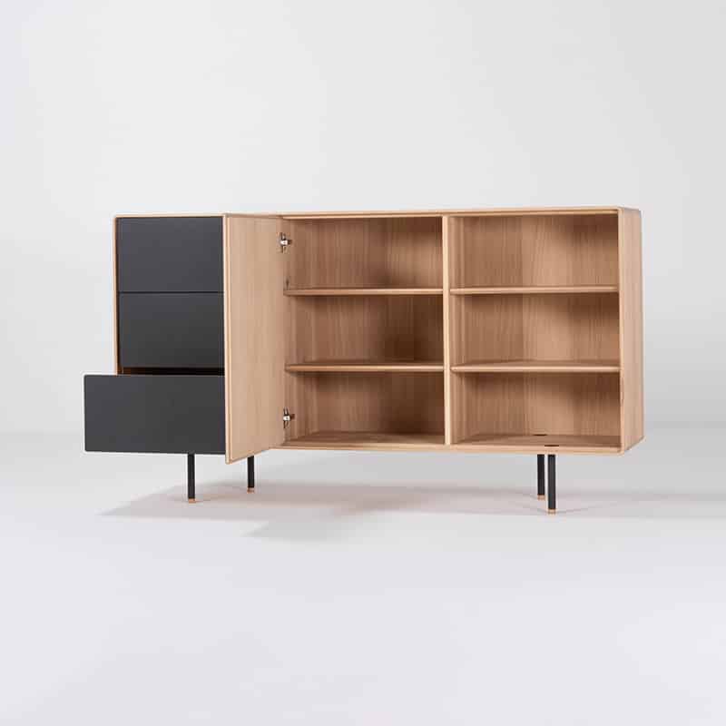 Gazzda_Fina_Dresser_176_by_Mustafa_Cohadzic_Gazzda_-_1015_White_Solid_Oak_Oiled_with_4023_Nero_Linoleum_Front_03 Olson and Baker - Designer & Contemporary Sofas, Furniture - Olson and Baker showcases original designs from authentic, designer brands. Buy contemporary furniture, lighting, storage, sofas & chairs at Olson + Baker.