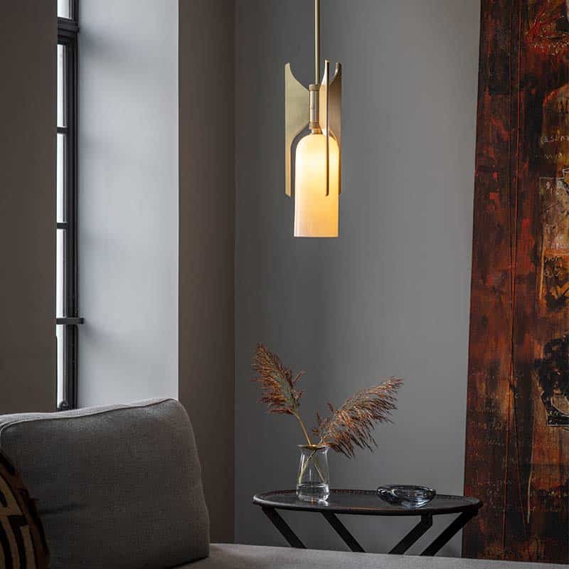 Bert_Frank_Pennon_Pendant_Light_Brass_Lifestyle1 Olson and Baker - Designer & Contemporary Sofas, Furniture - Olson and Baker showcases original designs from authentic, designer brands. Buy contemporary furniture, lighting, storage, sofas & chairs at Olson + Baker.