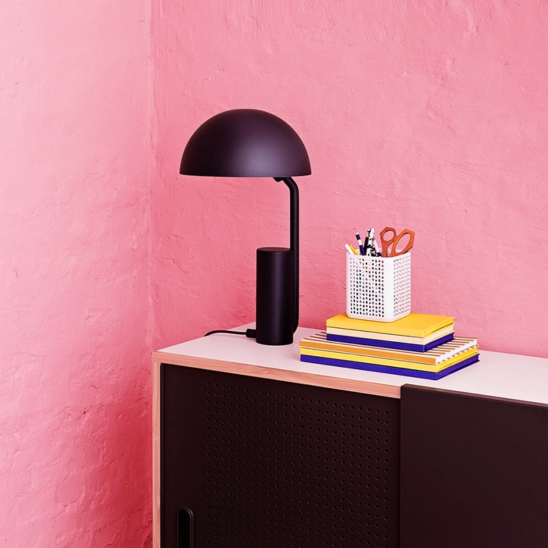 Normann Copenhagen - Cap Table Lamp by KaschKasch - Midnight Blue Lifeshot 07 Olson and Baker - Designer & Contemporary Sofas, Furniture - Olson and Baker showcases original designs from authentic, designer brands. Buy contemporary furniture, lighting, storage, sofas & chairs at Olson + Baker.