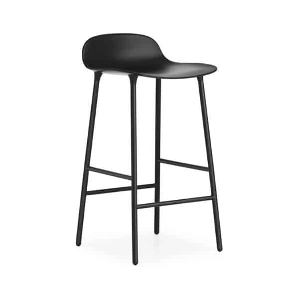 Form Counter Stool - Black Shell with Black Aluminium Base - Clearance