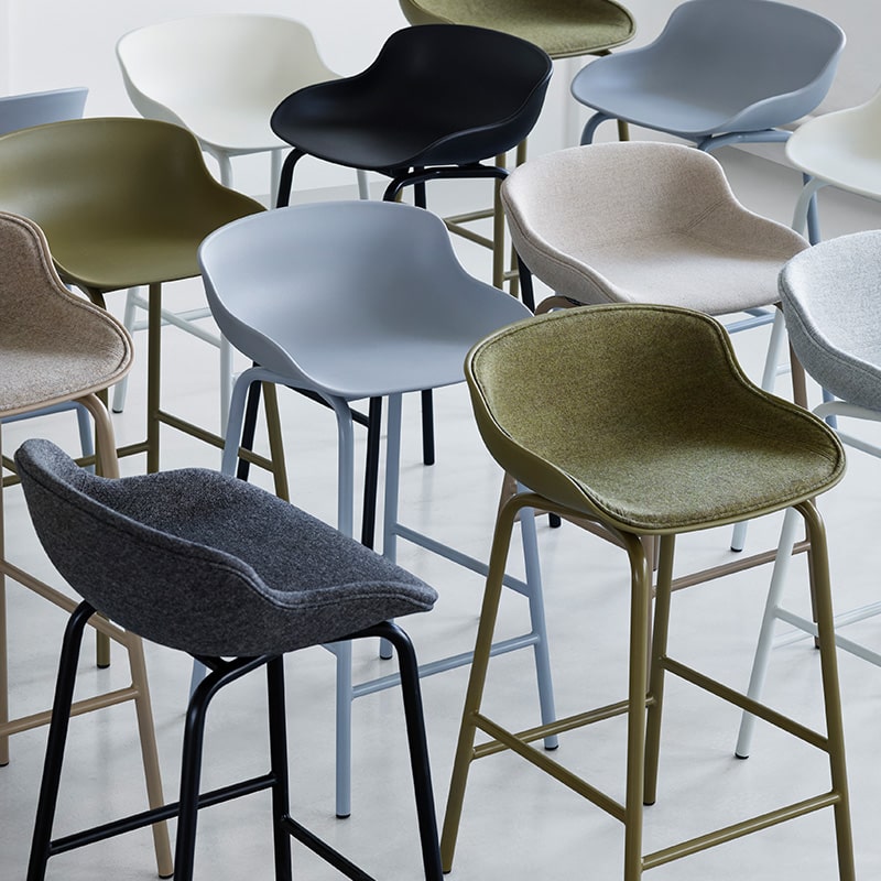 Normann Copenhagen - Hyg High Barstool by Simon Legald - Variations Lifeshot 01 Olson and Baker - Designer & Contemporary Sofas, Furniture - Olson and Baker showcases original designs from authentic, designer brands. Buy contemporary furniture, lighting, storage, sofas & chairs at Olson + Baker.
