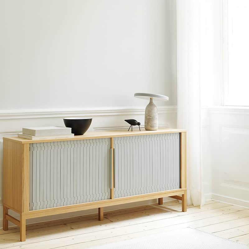 Normann Copenhagen - Jalousi Sideboard by Simon Legald - Grey Lifeshot 05 Olson and Baker - Designer & Contemporary Sofas, Furniture - Olson and Baker showcases original designs from authentic, designer brands. Buy contemporary furniture, lighting, storage, sofas & chairs at Olson + Baker.