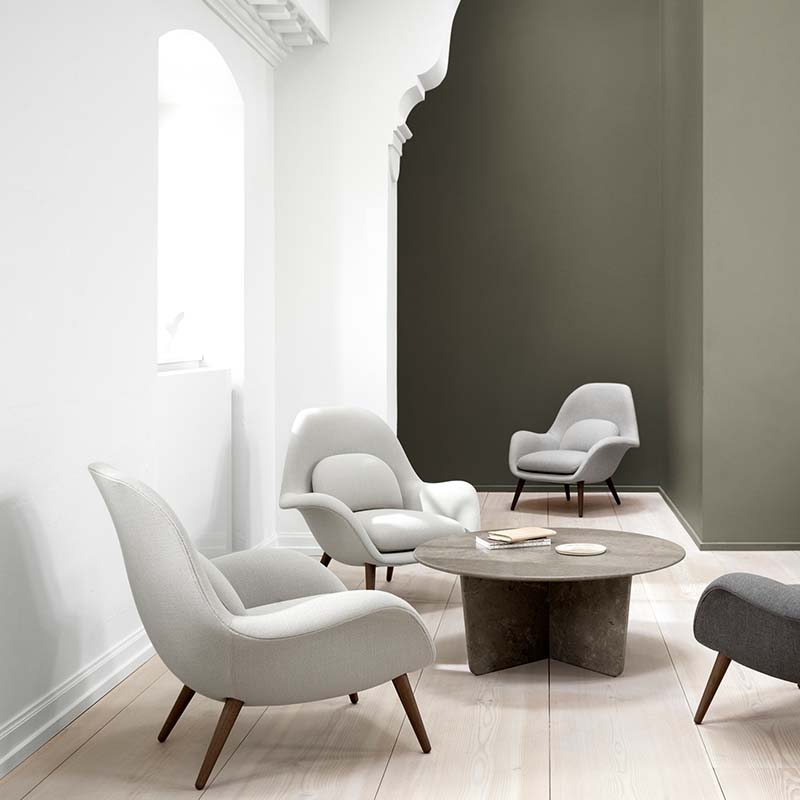 Fredericia - Swoon Lounge and Tableau Round - Lifestyle 01 Olson and Baker - Designer & Contemporary Sofas, Furniture - Olson and Baker showcases original designs from authentic, designer brands. Buy contemporary furniture, lighting, storage, sofas & chairs at Olson + Baker.
