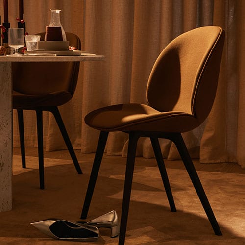 Beetle Fully Upholstered Dining Chair with Wood Base