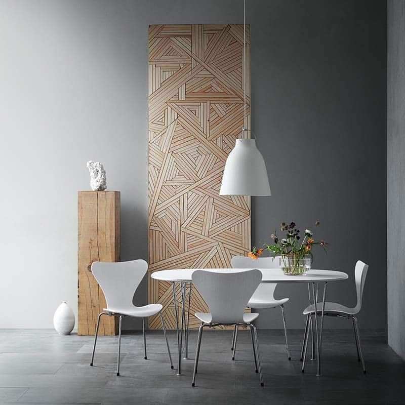 Table Series with Seris 7 Chair and Caravaggio Pendant - Lifestyle 01 Olson and Baker - Designer & Contemporary Sofas, Furniture - Olson and Baker showcases original designs from authentic, designer brands. Buy contemporary furniture, lighting, storage, sofas & chairs at Olson + Baker.
