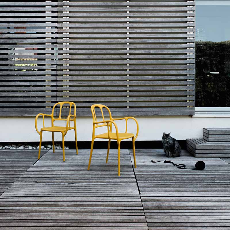 Magis_milà_chair_ambient_mono_SD2100_yellow_outdoor_01_hr Olson and Baker - Designer & Contemporary Sofas, Furniture - Olson and Baker showcases original designs from authentic, designer brands. Buy contemporary furniture, lighting, storage, sofas & chairs at Olson + Baker.