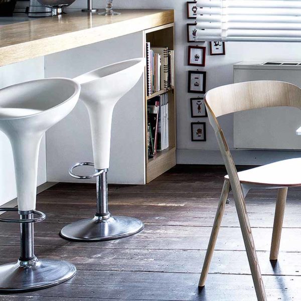 Bombo Swivel High Bar Stool with Seat in ABS
