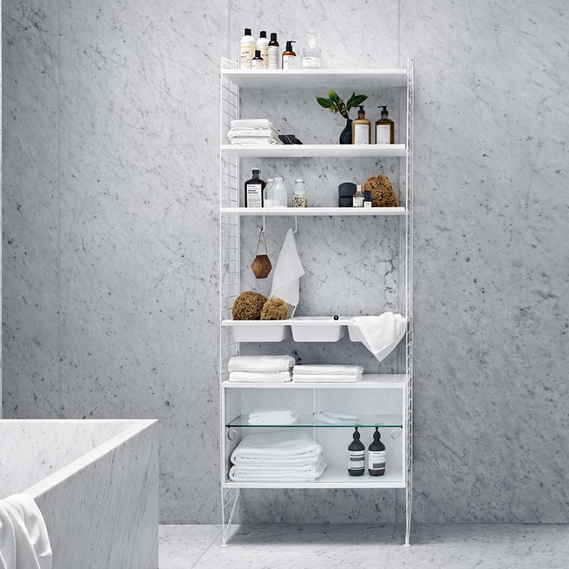 String String Shelving Bathroom Composition by Kasja & Nisse Strinning Olson and Baker - Designer & Contemporary Sofas, Furniture - Olson and Baker showcases original designs from authentic, designer brands. Buy contemporary furniture, lighting, storage, sofas & chairs at Olson + Baker.