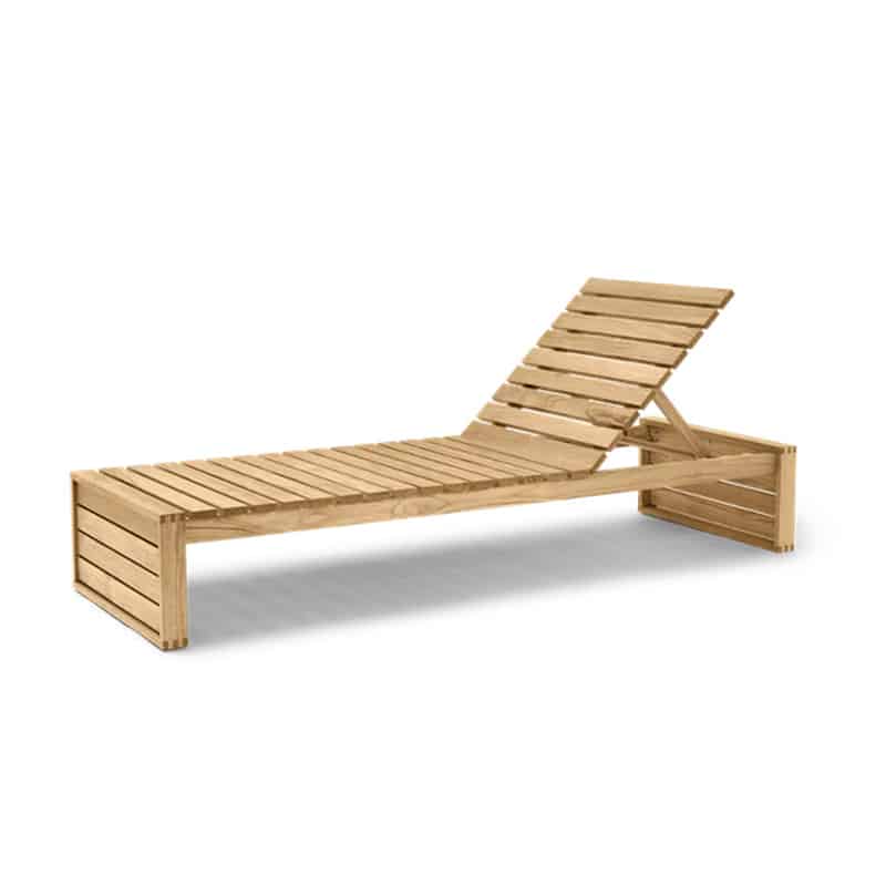 Carl Hansen - BK14 Outdoor Sunlounger without Cushion - Teak - Packshot 4 Olson and Baker - Designer & Contemporary Sofas, Furniture - Olson and Baker showcases original designs from authentic, designer brands. Buy contemporary furniture, lighting, storage, sofas & chairs at Olson + Baker.