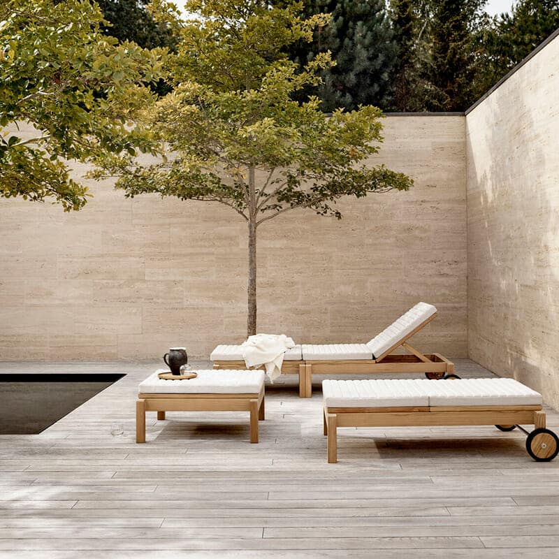 AH604 Outdoor Lounger Footrest - Lifestyle Image 02 Olson and Baker - Designer & Contemporary Sofas, Furniture - Olson and Baker showcases original designs from authentic, designer brands. Buy contemporary furniture, lighting, storage, sofas & chairs at Olson + Baker.