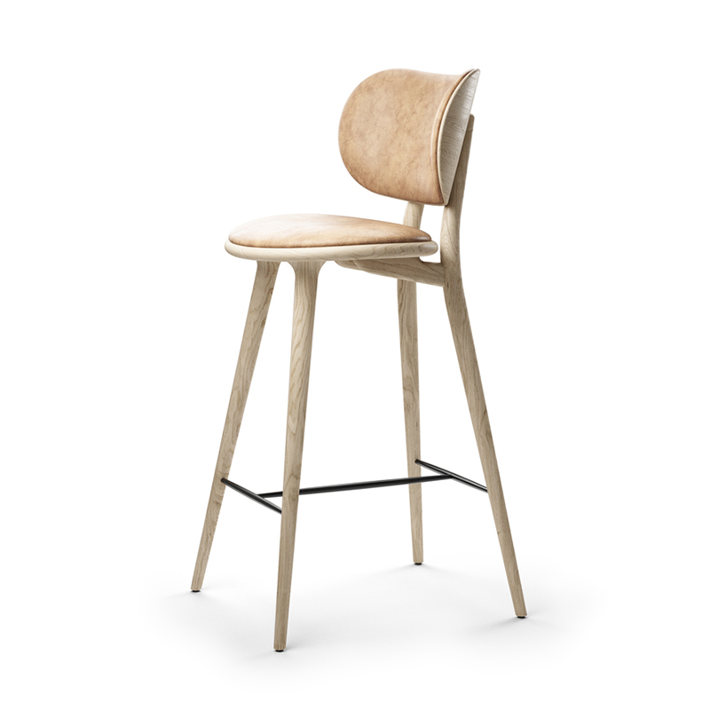 Mater High Bar Stool with Backrest by Space Copenhagen Olson and Baker - Designer & Contemporary Sofas, Furniture - Olson and Baker showcases original designs from authentic, designer brands. Buy contemporary furniture, lighting, storage, sofas & chairs at Olson + Baker.
