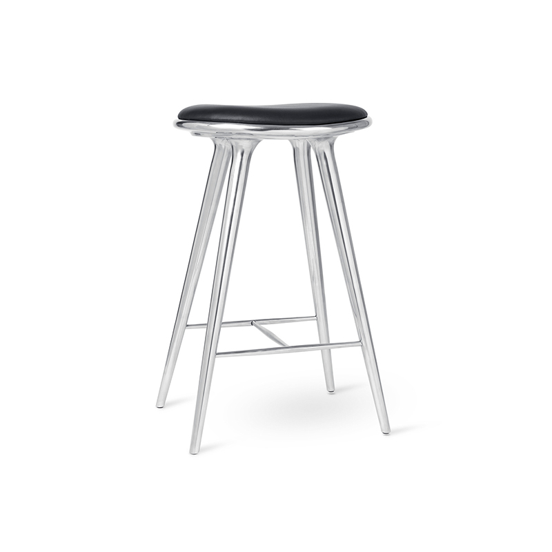Mater High Bar Stool Aluminium by Space Copenhagen Olson and Baker - Designer & Contemporary Sofas, Furniture - Olson and Baker showcases original designs from authentic, designer brands. Buy contemporary furniture, lighting, storage, sofas & chairs at Olson + Baker.