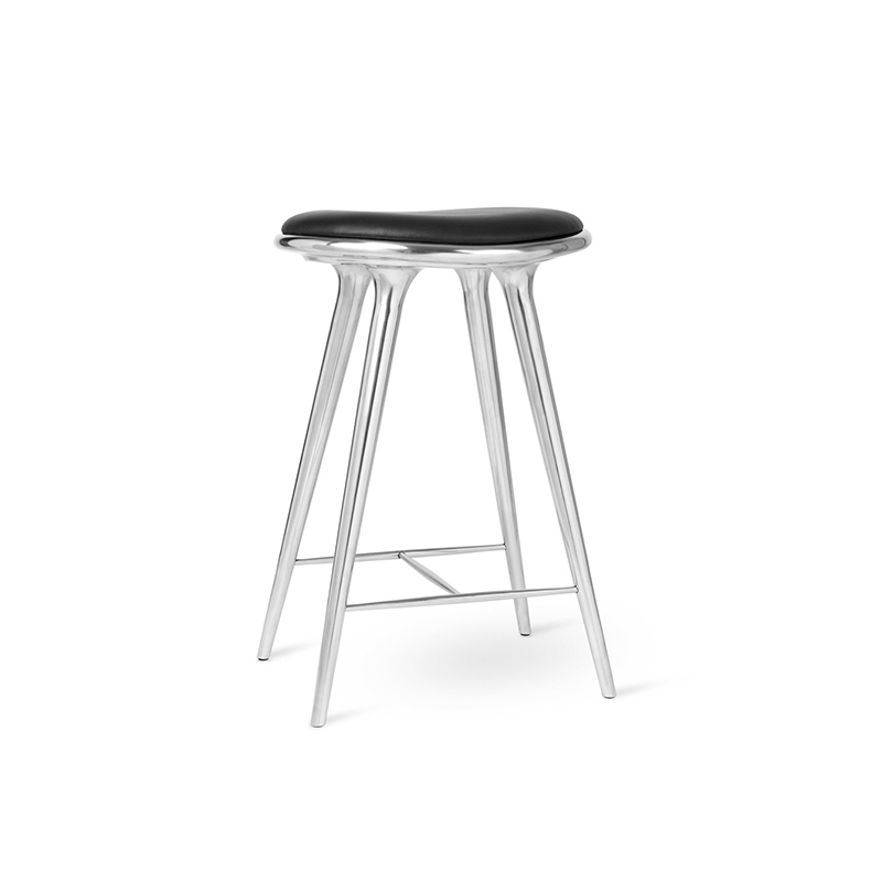 Mater High Counter Stool Aluminium by Space Copenhagen Olson and Baker - Designer & Contemporary Sofas, Furniture - Olson and Baker showcases original designs from authentic, designer brands. Buy contemporary furniture, lighting, storage, sofas & chairs at Olson + Baker.