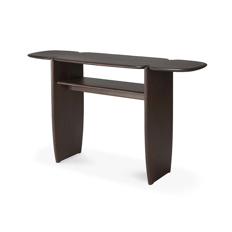 Ethnicraft PI Console Table Dark Mahogany Pack Shot 01 Olson and Baker - Designer & Contemporary Sofas, Furniture - Olson and Baker showcases original designs from authentic, designer brands. Buy contemporary furniture, lighting, storage, sofas & chairs at Olson + Baker.