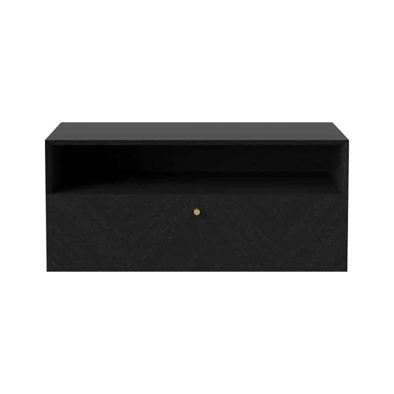 Bolia - Luxe Wall Mounted Bedside Table One Drawer - Black - Packshot 01 Olson and Baker - Designer & Contemporary Sofas, Furniture - Olson and Baker showcases original designs from authentic, designer brands. Buy contemporary furniture, lighting, storage, sofas & chairs at Olson + Baker.