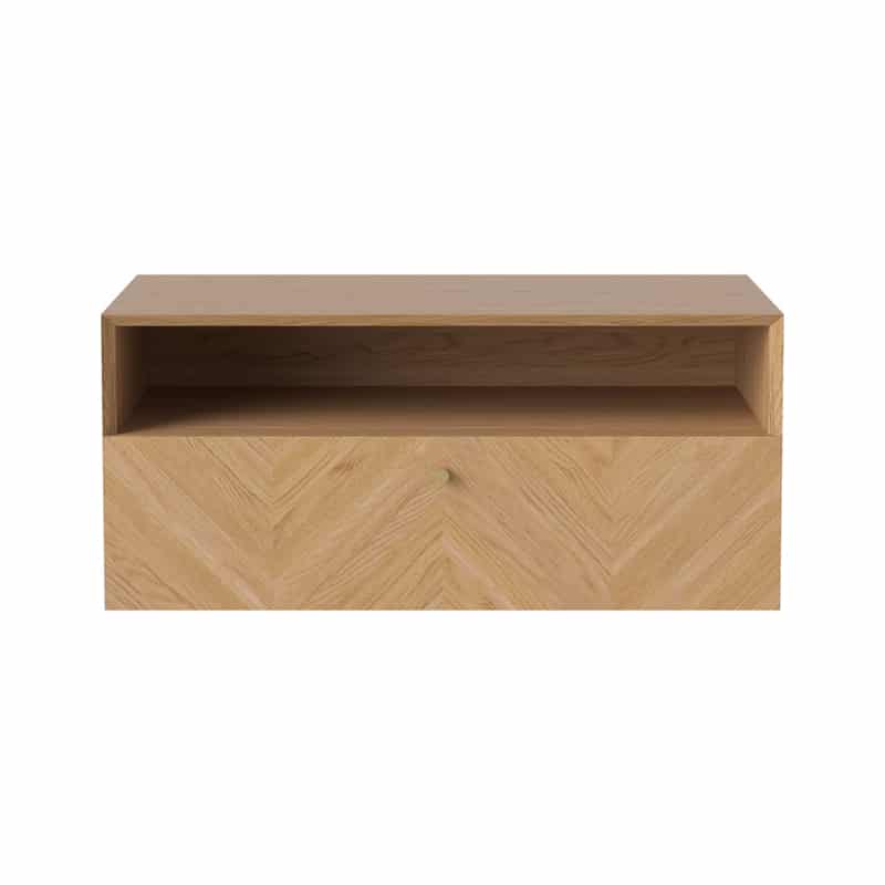 Bolia - Luxe Wall Mounted Bedside Table One Drawer - Oak - Packshot 03 Olson and Baker - Designer & Contemporary Sofas, Furniture - Olson and Baker showcases original designs from authentic, designer brands. Buy contemporary furniture, lighting, storage, sofas & chairs at Olson + Baker.