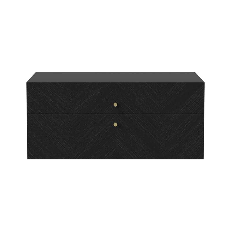 Bolia - Luxe Wall Mounted Bedside Table Two Drawer - Black - Packshot 01 Olson and Baker - Designer & Contemporary Sofas, Furniture - Olson and Baker showcases original designs from authentic, designer brands. Buy contemporary furniture, lighting, storage, sofas & chairs at Olson + Baker.