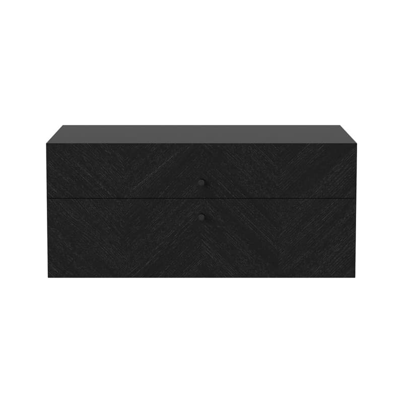 Bolia - Luxe Wall Mounted Bedside Table Two Drawer - Black - Packshot 03 Olson and Baker - Designer & Contemporary Sofas, Furniture - Olson and Baker showcases original designs from authentic, designer brands. Buy contemporary furniture, lighting, storage, sofas & chairs at Olson + Baker.