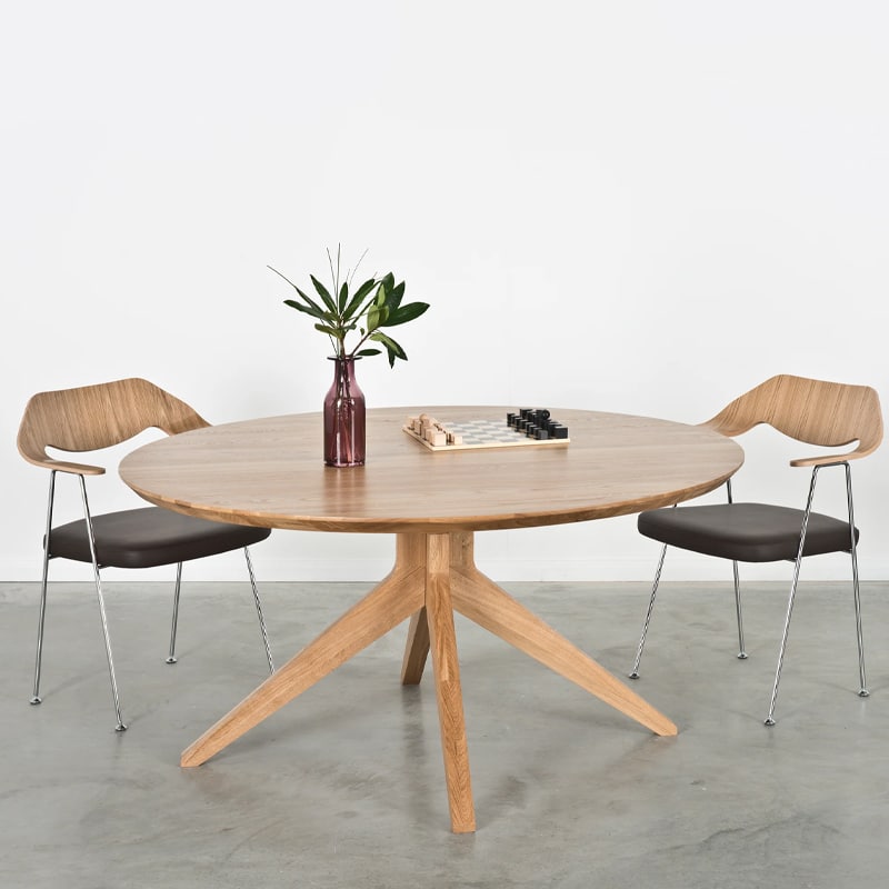 Case Furniture - Cross Round Dining Table - Lifeshott 00001 Olson and Baker - Designer & Contemporary Sofas, Furniture - Olson and Baker showcases original designs from authentic, designer brands. Buy contemporary furniture, lighting, storage, sofas & chairs at Olson + Baker.