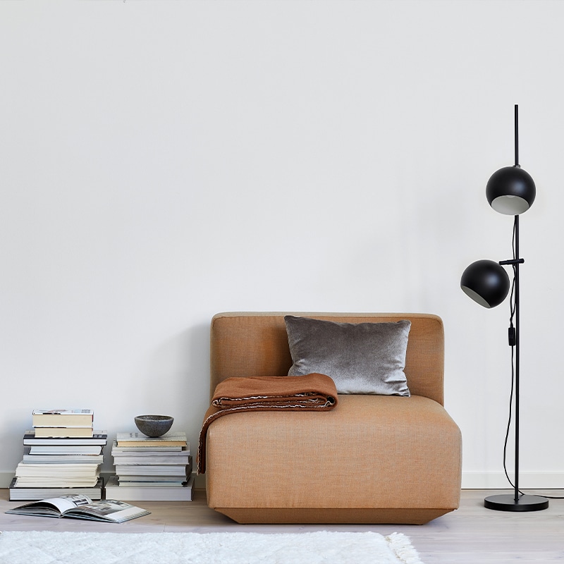 Frandsen - Ball Double Floor Lamp - lifestyle 00003 Olson and Baker - Designer & Contemporary Sofas, Furniture - Olson and Baker showcases original designs from authentic, designer brands. Buy contemporary furniture, lighting, storage, sofas & chairs at Olson + Baker.
