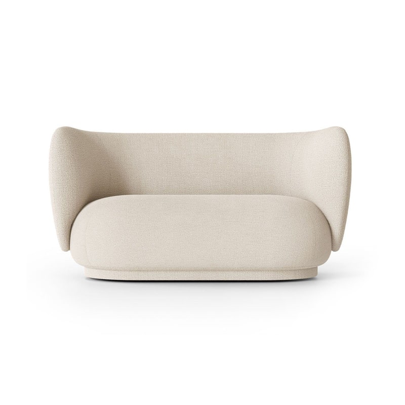 Ferm Living Rico Sofa Two Seater - Off White Boucle by Ferm Living Olson and Baker - Designer & Contemporary Sofas, Furniture - Olson and Baker showcases original designs from authentic, designer brands. Buy contemporary furniture, lighting, storage, sofas & chairs at Olson + Baker.