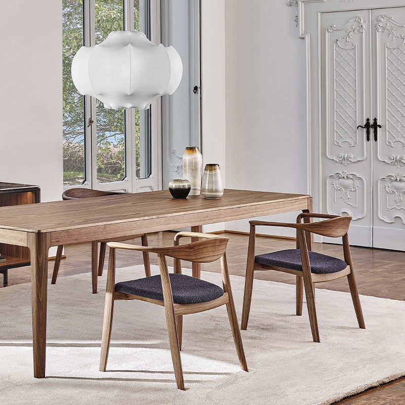 Porada-Ziggy-Dining-Table-Canaletta-Walnut-220cm-Canaletta-Walnut Lifestyle Image 01 Olson and Baker - Designer & Contemporary Sofas, Furniture - Olson and Baker showcases original designs from authentic, designer brands. Buy contemporary furniture, lighting, storage, sofas & chairs at Olson + Baker.