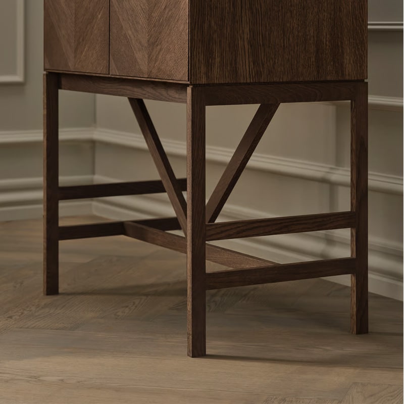 Luxe bedside Table- One Drawer Dark Oiled Oak Detail Shot 2