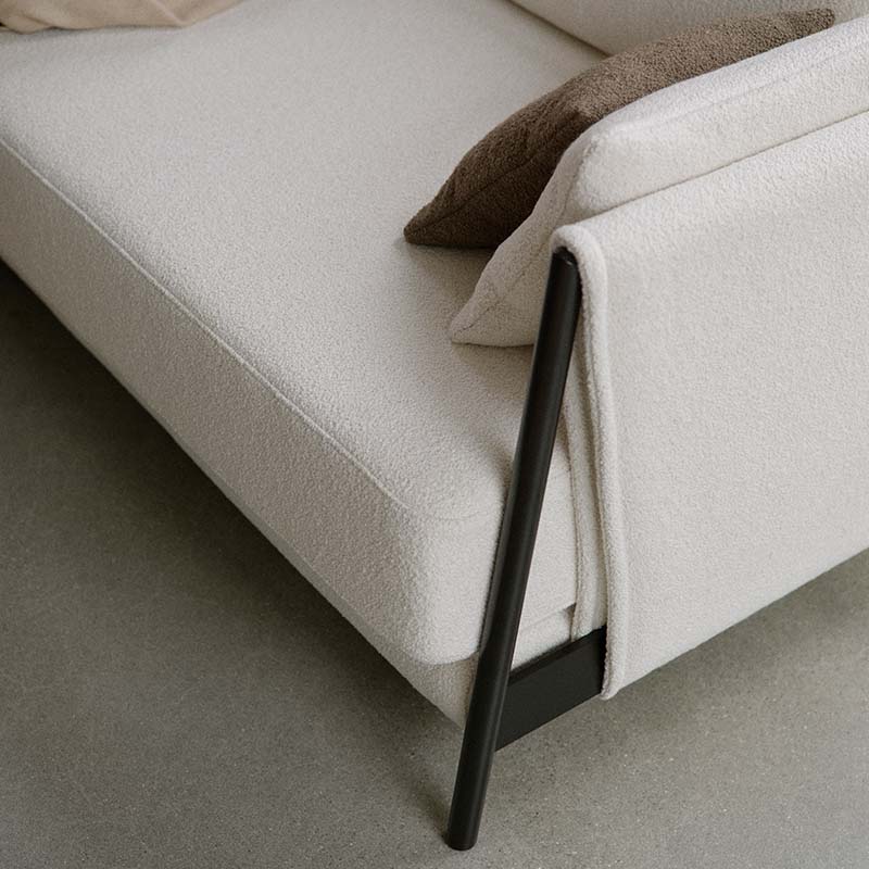 Sotline Madison Sofa Bed Black Softline Boucle 342 Detail Image 01 Olson and Baker - Designer & Contemporary Sofas, Furniture - Olson and Baker showcases original designs from authentic, designer brands. Buy contemporary furniture, lighting, storage, sofas & chairs at Olson + Baker.
